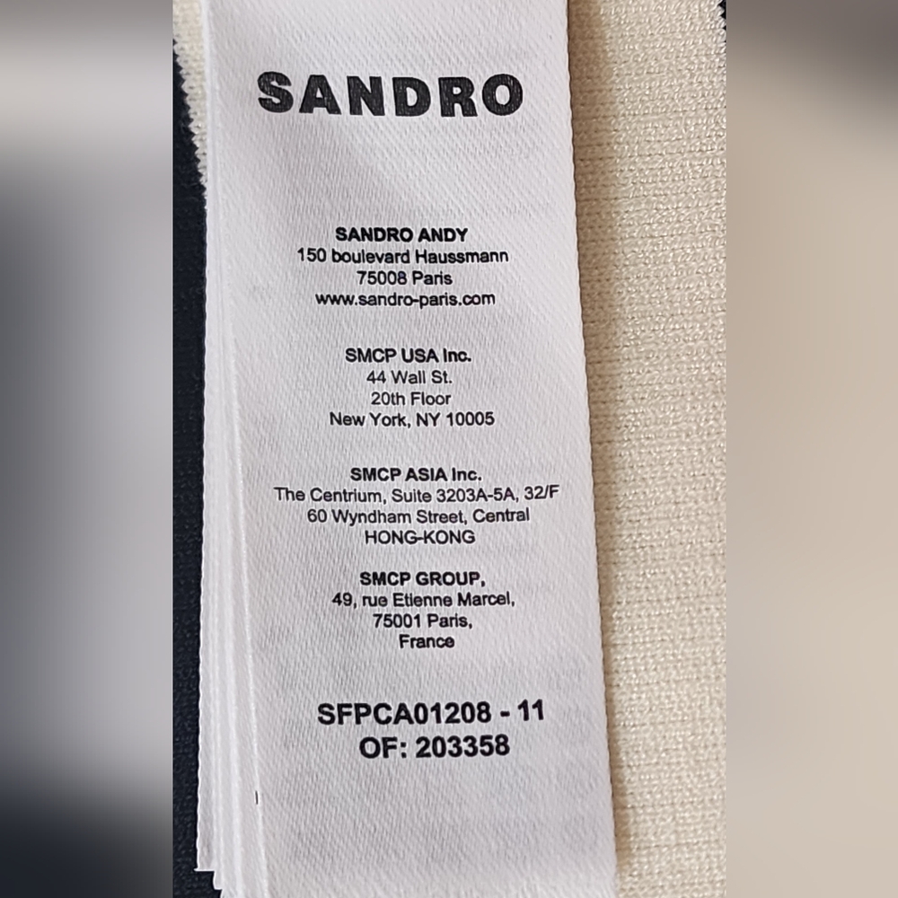 Sandro Paris Navy and Cream Striped Cardigan with Denim Details - Picture 9 of 11